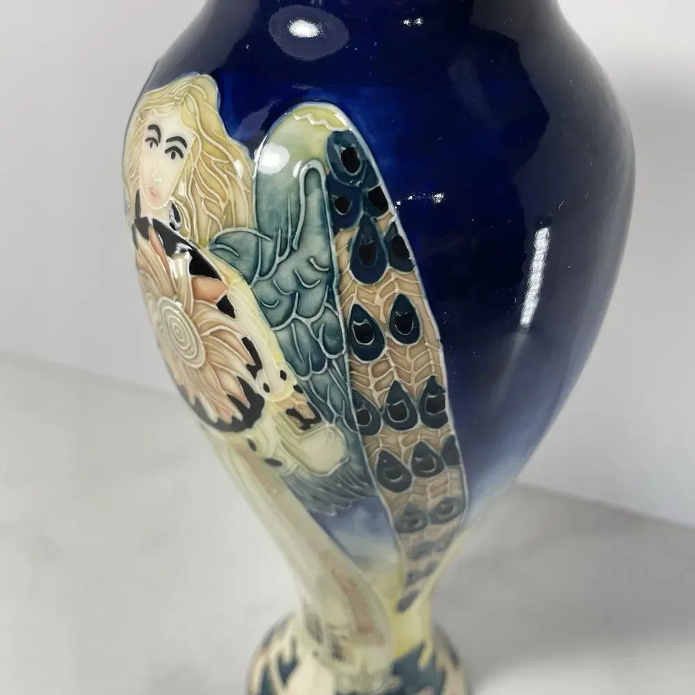 Old Tupton Ware Tube Lined Hand Painted Ceramic Vase ANGEL SUN 10.5” Tall